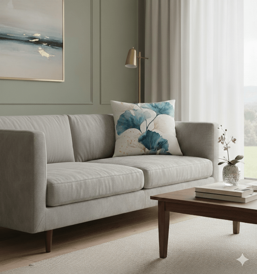 Cojín botánico azul 45x45 cm - Cojines | D' Ensueño