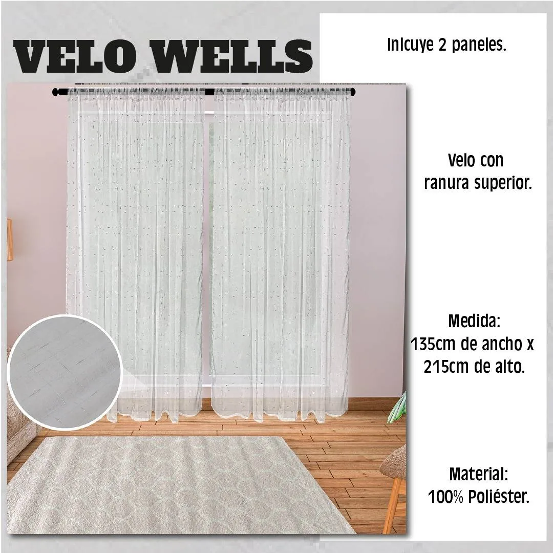 Cortina velo wells 135cmx215cm - Cortinas | D' Ensueño