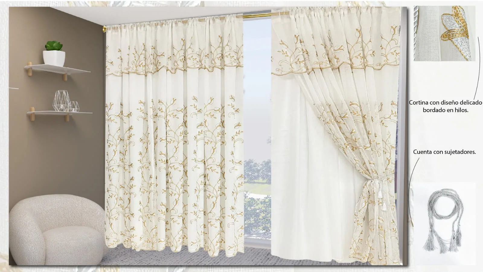 Cortina velo alheli 140cmx237cm - Cortinas | D' Ensueño