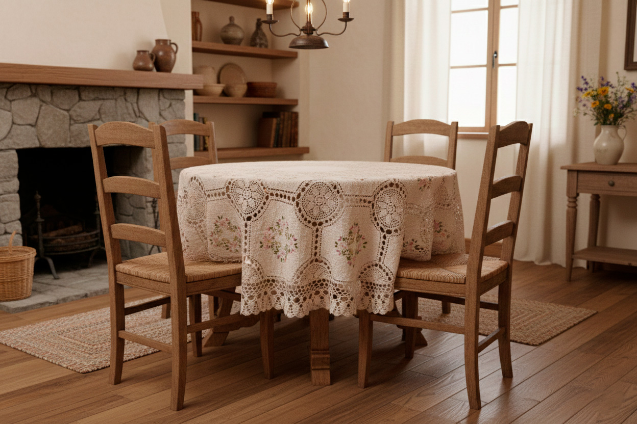 Mantel croché cinta 185cmx185cm - Mantelería | D' Ensueño