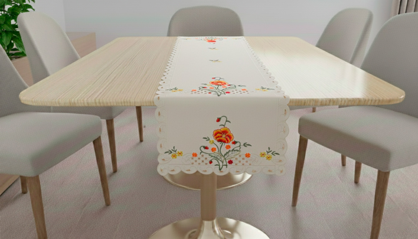 Camino de mesa bordado 33cmx180cm - Mantelería Colombia