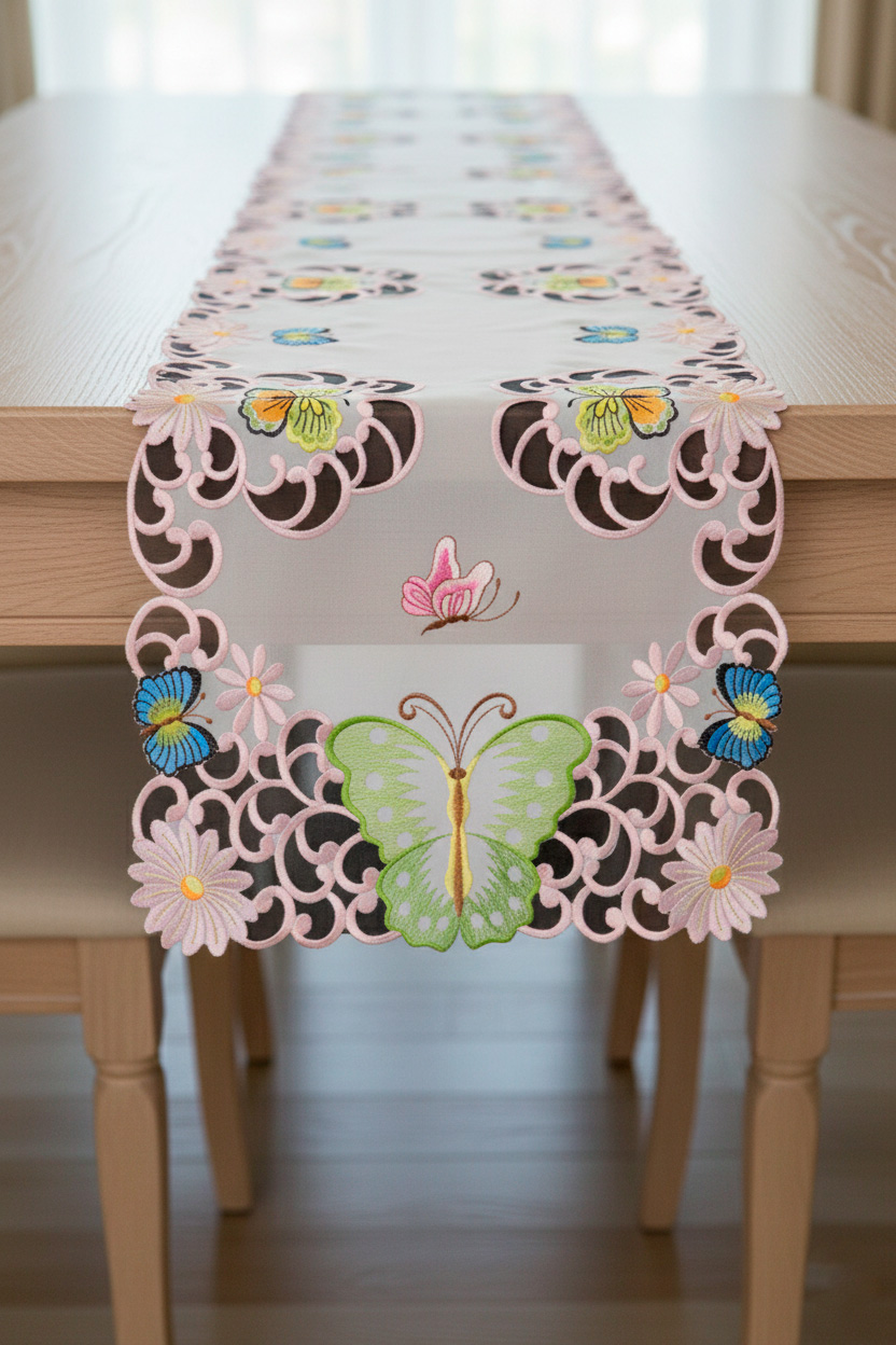 Camino de mesa bordado 8011 40cmx180cm - Mantelería Colombia