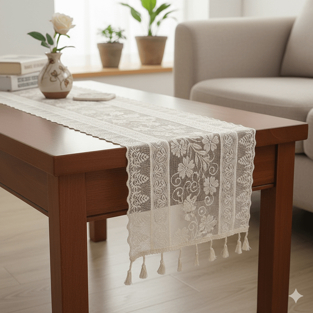 Camino de mesa encaje 97cm x 30cm - Mantelería Colombia