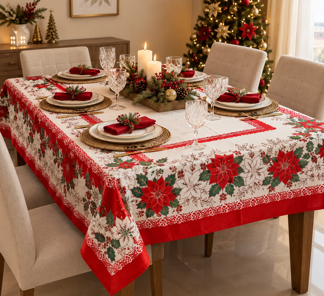Mantel de mesa navideño decorativo 160 * 220 cm - Navidad Colombia