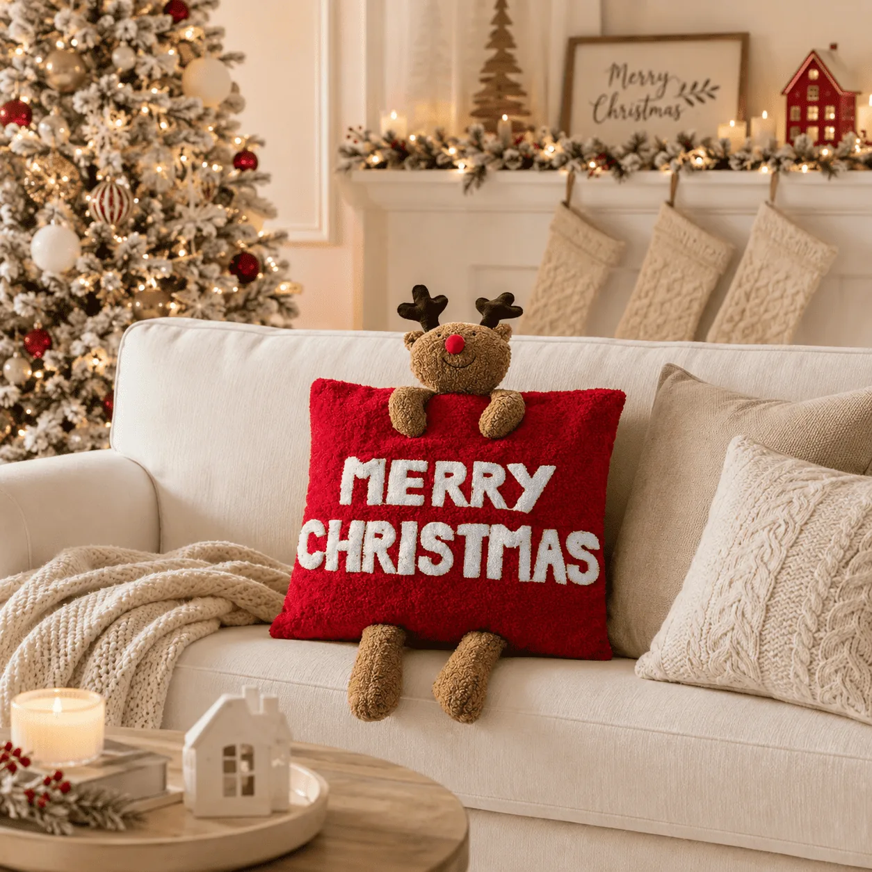 Cojín nieve 45cmx45cm - Navidad | D' Ensueño