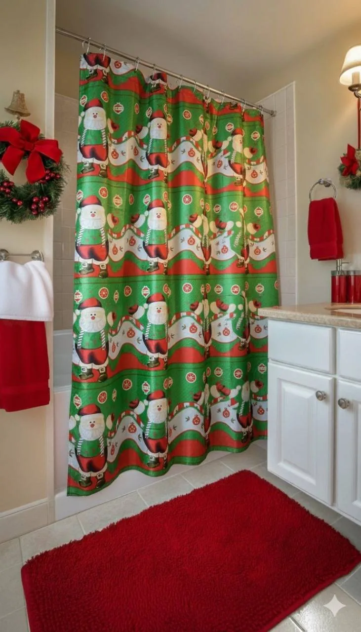Cortina de baño navideña - Navidad 2025 Colombia