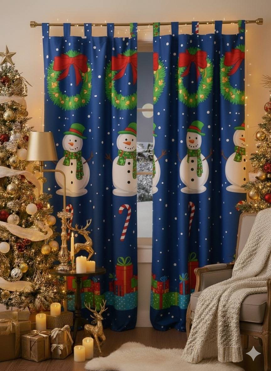 Cortina navideña ojal de tela - Navidad 2025 | D' Ensueño