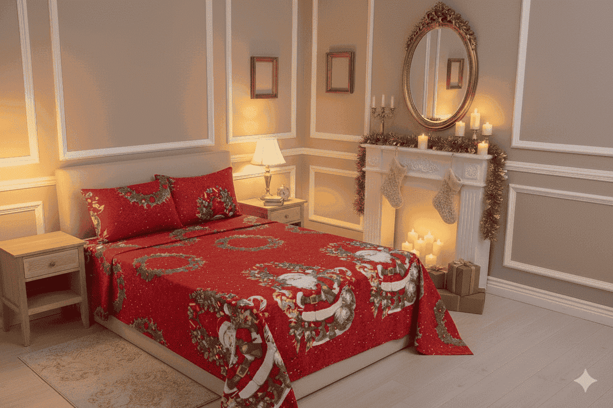 Juego de sábanas navideña queen - Navidad 2025 | D' Ensueño