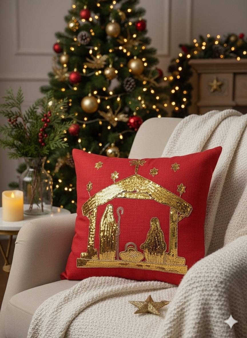 Cojín navideño belén - Navidad 2025 | D' Ensueño