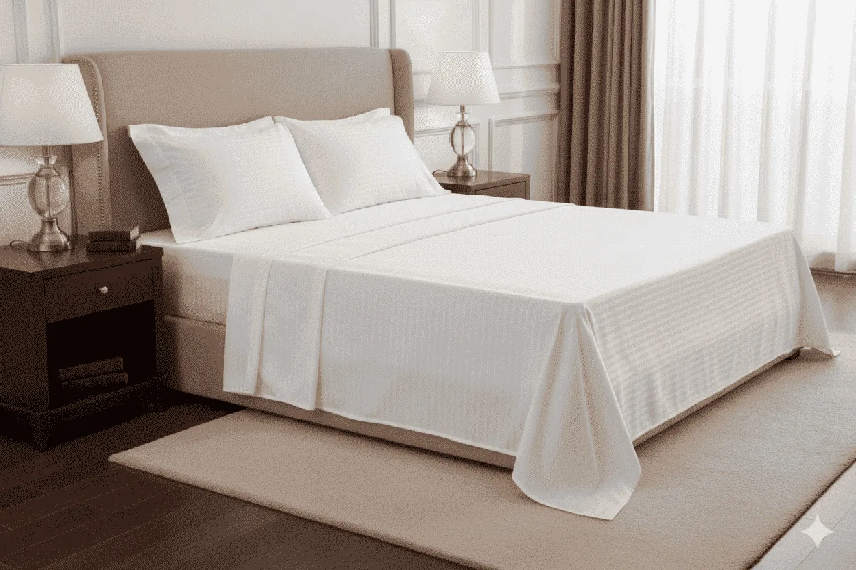 Sábana santorini juego de sábanas en microfibra perlada de 120gr con planchado permanente. queen - Hotelero | D' Ensueño