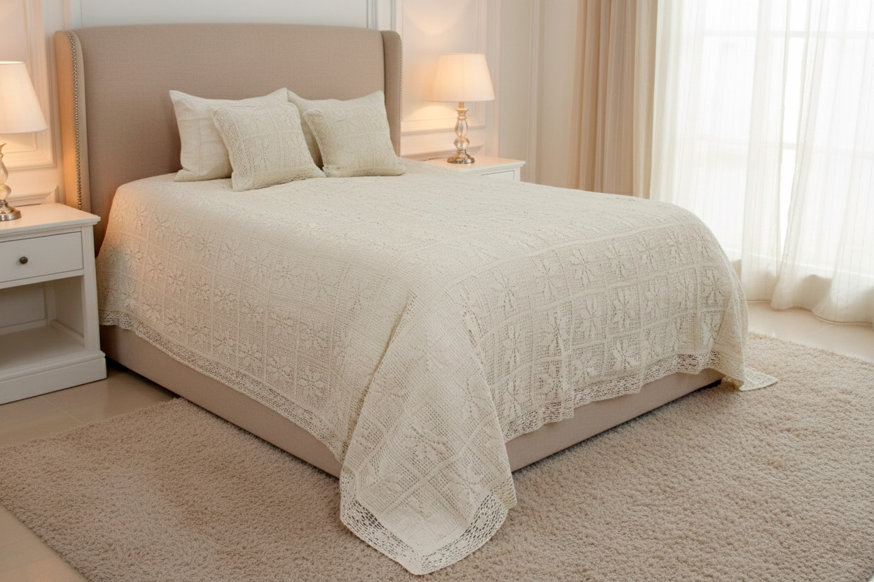 Tendido de cama croché queen - Tendidos premium | D' Ensueño