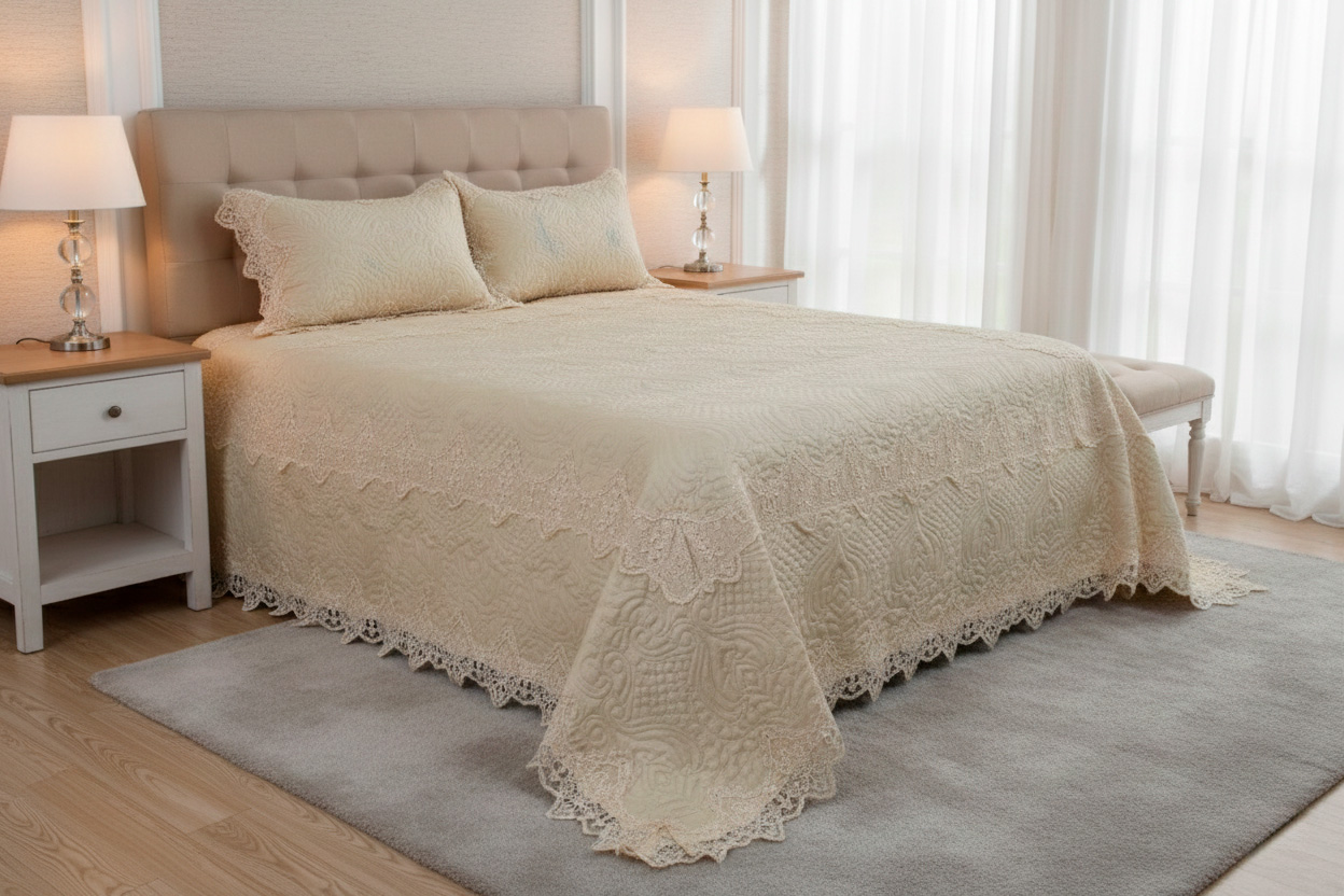 Tendido de cama perlas fullqueen - Tendidos premium | D' Ensueño