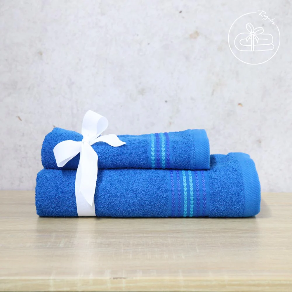 Juego de toallas bonette 1 de cuerpo y 1 de manos azul 350gr - Toallas Colombia